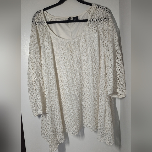 New Directions Tops - New Directions Cream Lace Women's Blouse Size 3X #431